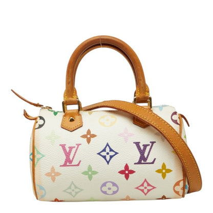 Louis Vuitton Monogram Multicolor Mini Speedy Shoulder Bag White Leather