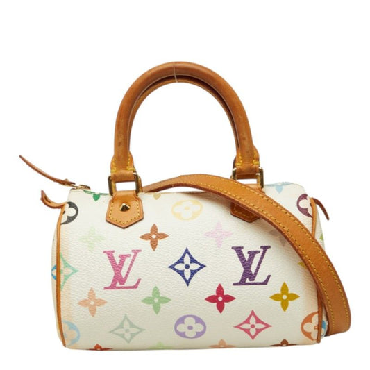 Louis Vuitton Monogram Multicolor Mini Speedy Shoulder Bag White Leather
