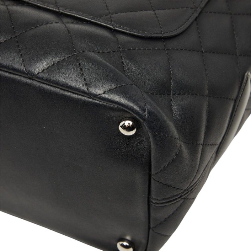 Chanel Cambon Line Quilted CC Logo Tote Bag Black Patent Calf Leather — view 6