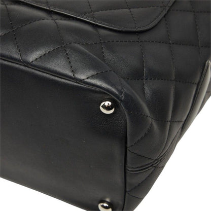 Chanel Cambon Line Quilted CC Logo Tote Bag Black Patent Calf Leather — view 6