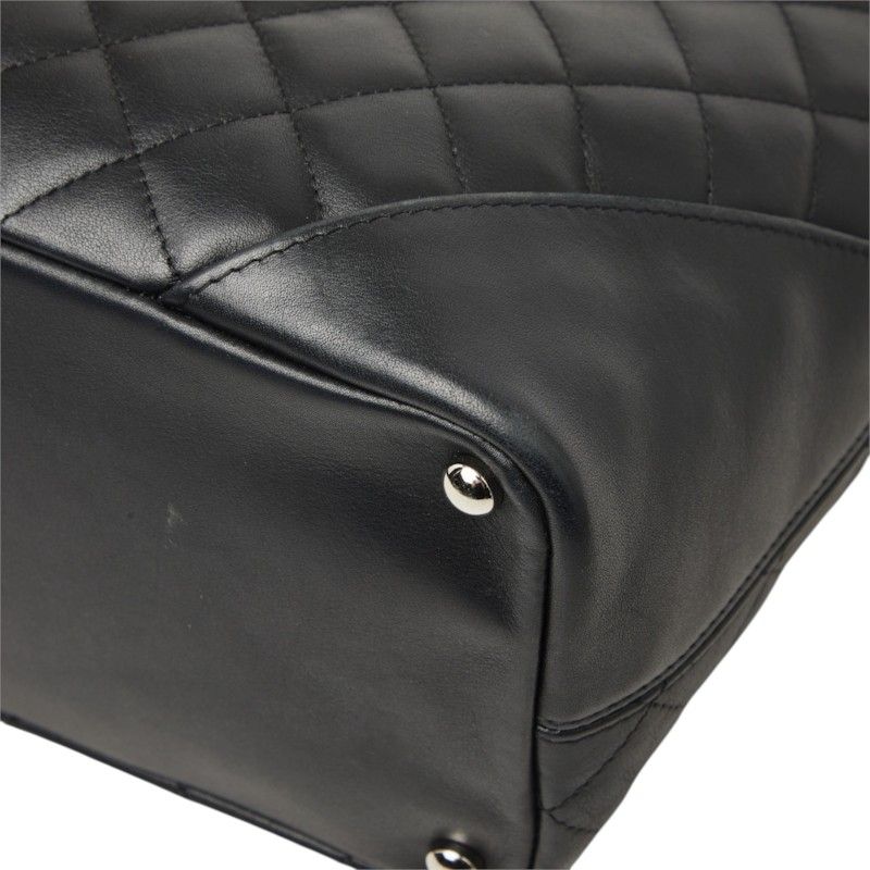 Chanel Cambon Line Quilted CC Logo Tote Bag Black Patent Calf Leather — view 4