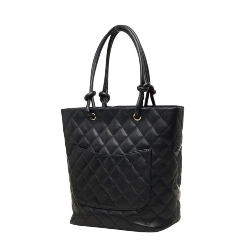 Chanel Cambon Line Quilted CC Logo Tote Bag Black Patent Calf Leather — view 2