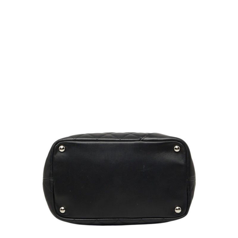 Chanel Cambon Line Quilted CC Logo Tote Bag Black Patent Calf Leather — view 3