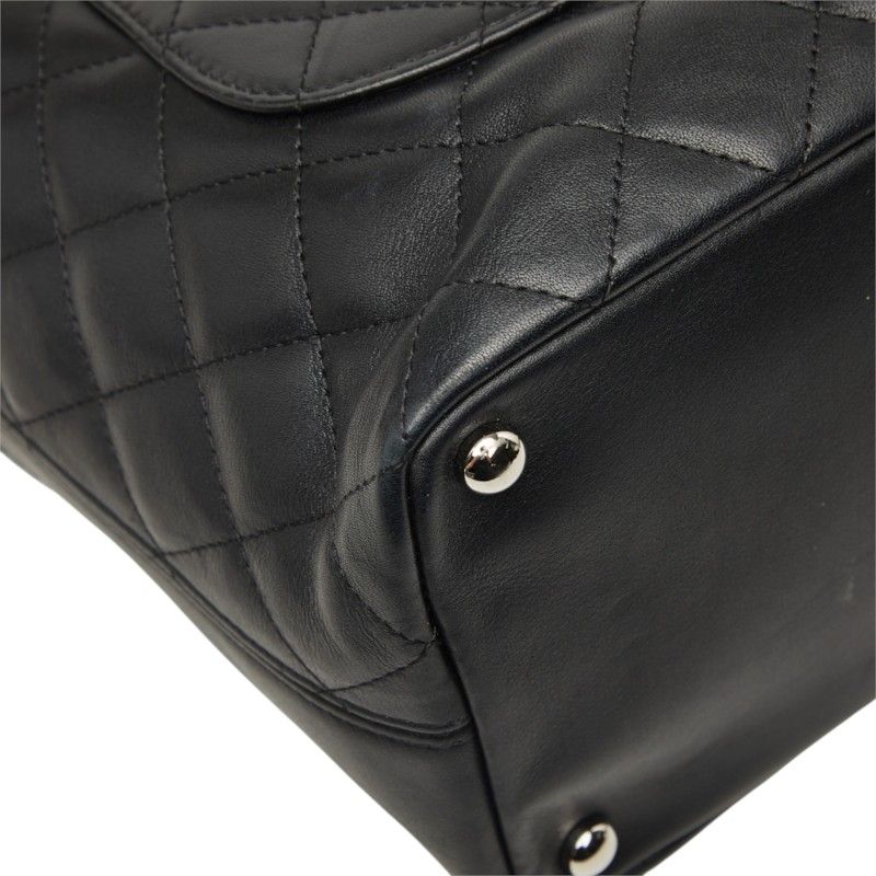 Chanel Cambon Line Quilted CC Logo Tote Bag Black Patent Calf Leather — view 7