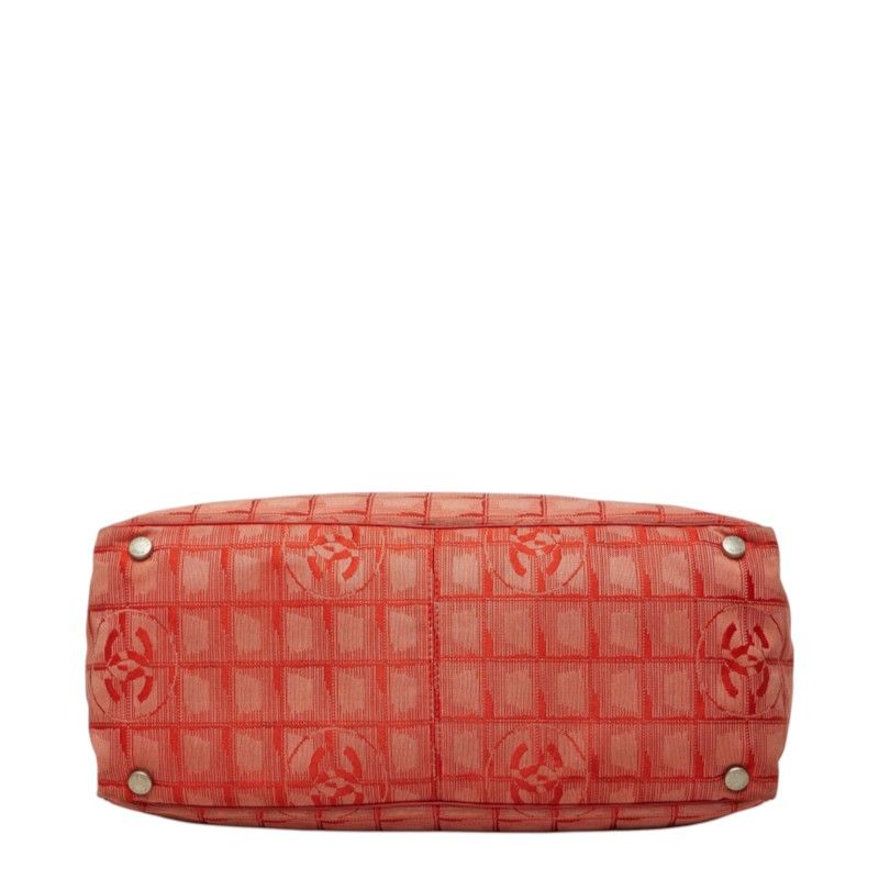 Chanel CC Logo New Travel Line MM Tote Shoulder Bag Red Nylon Leather — view 3