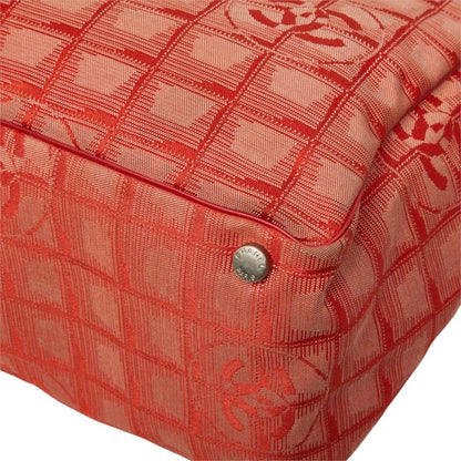 Chanel CC Logo New Travel Line MM Tote Shoulder Bag Red Nylon Leather — view 6