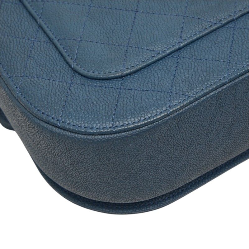 Chanel Quilted Half Coco 2-Way Shoulder Bag Blue Caviar Leather — view 7