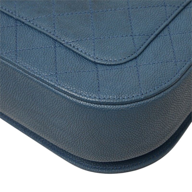 Chanel Quilted Half Coco 2-Way Shoulder Bag Blue Caviar Leather — view 6