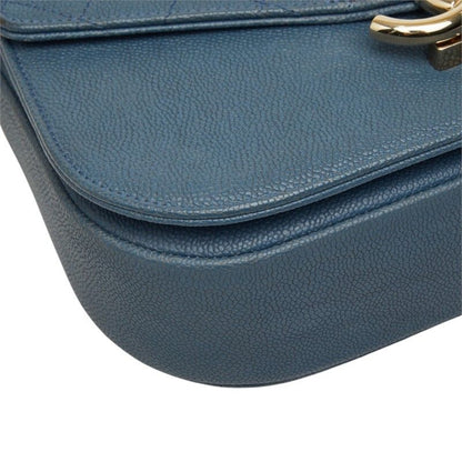 Chanel Quilted Half Coco 2-Way Shoulder Bag Blue Caviar Leather — view 5