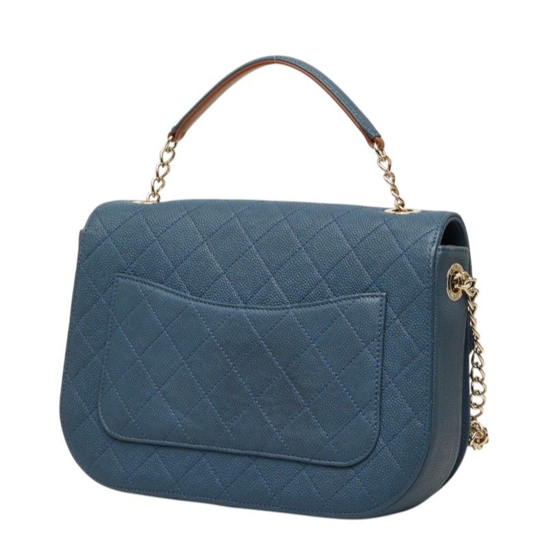 Chanel Quilted Half Coco 2-Way Shoulder Bag Blue Caviar Leather — view 2