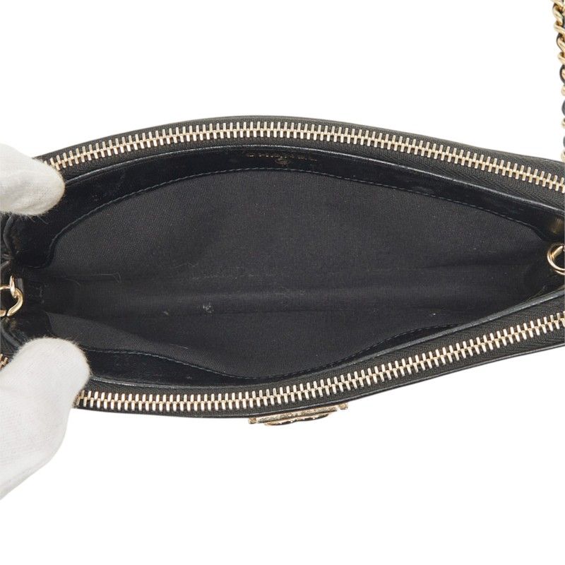 Chanel Quilted CC Logo Boy Chain Pochette Shoulder Bag Black Gold Lambskin — view 8