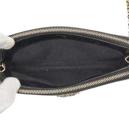 Chanel Quilted CC Logo Boy Chain Pochette Shoulder Bag Black Gold Lambskin — view 8