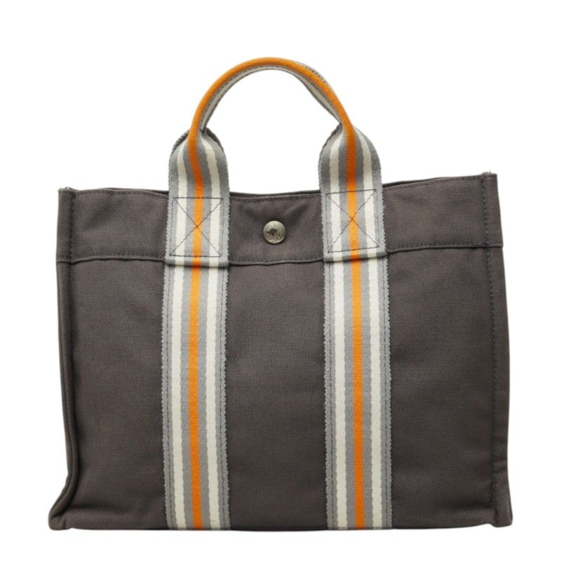 Hermes Fourre Tout PM Tote Bag Limited Gray White Orange Canvas