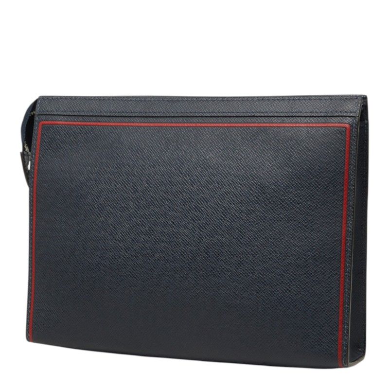 Louis Vuitton Taiga Pochette Voyage Clutch Navy Blue Marine Leather — view 2