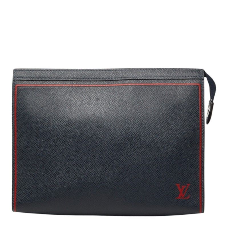 Louis Vuitton Taiga Pochette Voyage Clutch Navy Blue Marine Leather