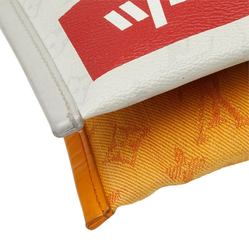 Louis Vuitton Monogram Flat Messenger Crossbody Shoulder Bag Light Gray Orange — view 5