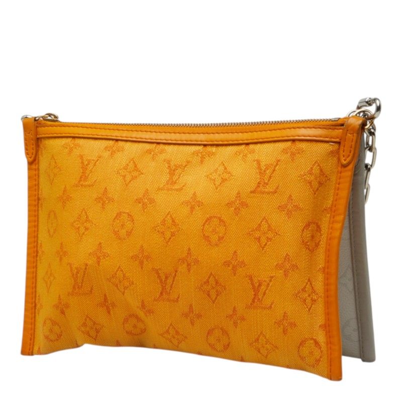 Louis Vuitton Monogram Flat Messenger Crossbody Shoulder Bag Light Gray Orange — view 2