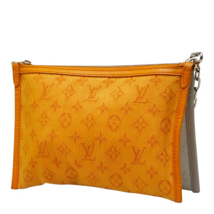 Louis Vuitton Monogram Flat Messenger Crossbody Shoulder Bag Light Gray Orange — view 2