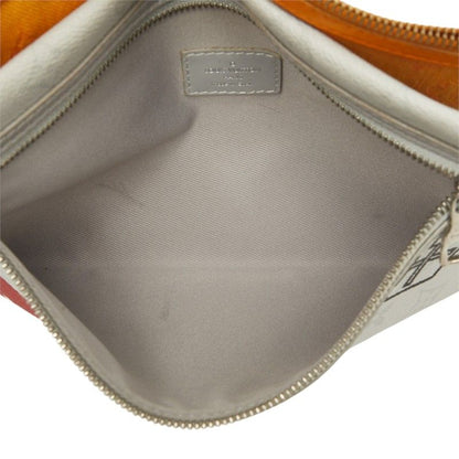 Louis Vuitton Monogram Flat Messenger Crossbody Shoulder Bag Light Gray Orange — view 6