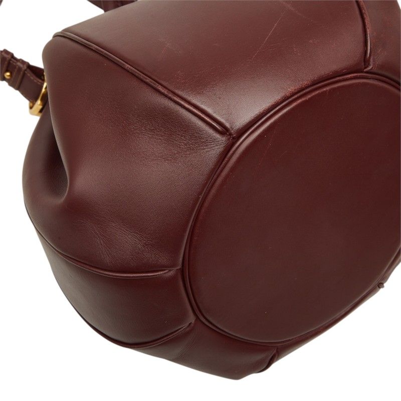 Cartier Must Line Crossbody Shoulder Bag Drawstring Wine Red Bordeaux Leather — view 5