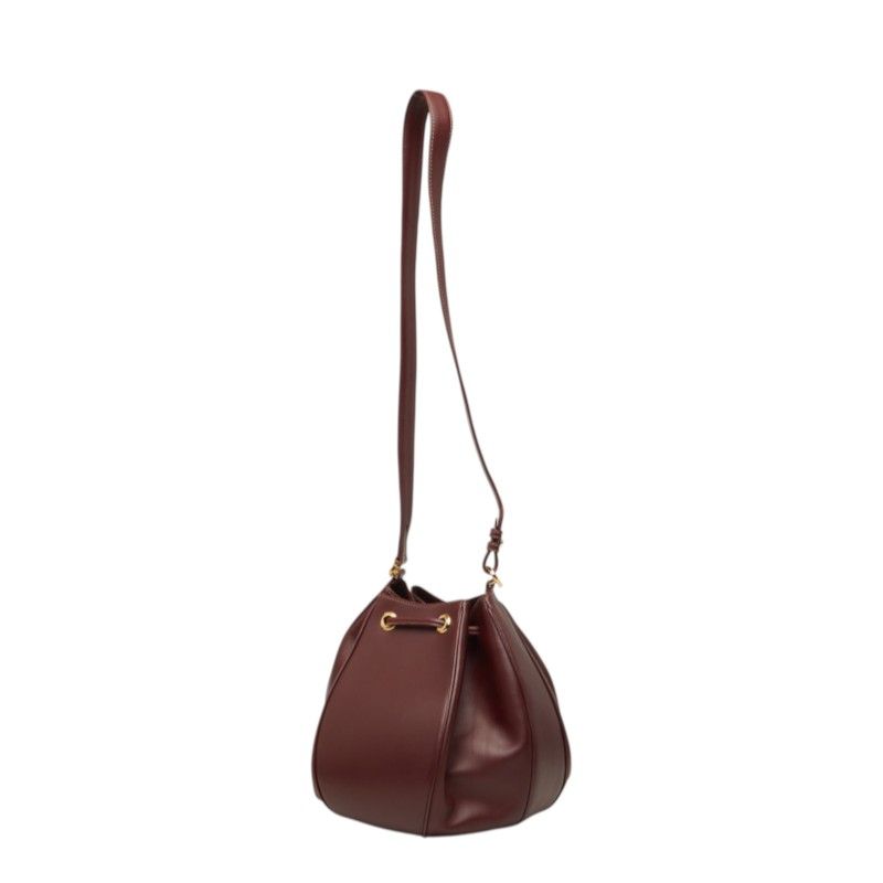 Cartier Must Line Crossbody Shoulder Bag Drawstring Wine Red Bordeaux Leather — view 2