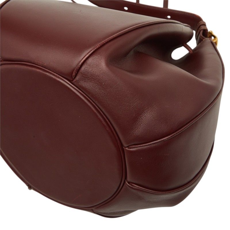 Cartier Must Line Crossbody Shoulder Bag Drawstring Wine Red Bordeaux Leather — view 6