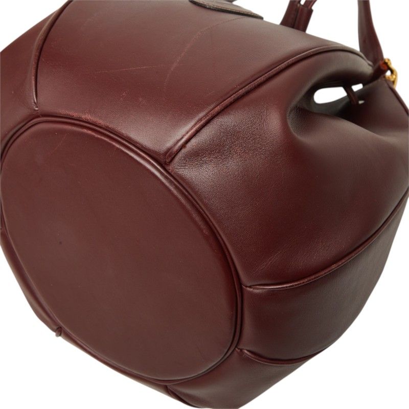 Cartier Must Line Crossbody Shoulder Bag Drawstring Wine Red Bordeaux Leather — view 4