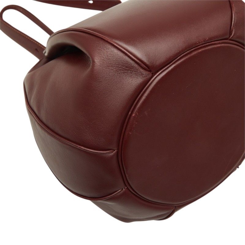 Cartier Must Line Crossbody Shoulder Bag Drawstring Wine Red Bordeaux Leather — view 7
