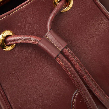 Cartier Must Line Crossbody Shoulder Bag Drawstring Wine Red Bordeaux Leather — view 8