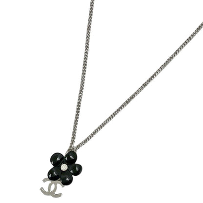 Chanel Necklace CC Logo Flower Silver Plated