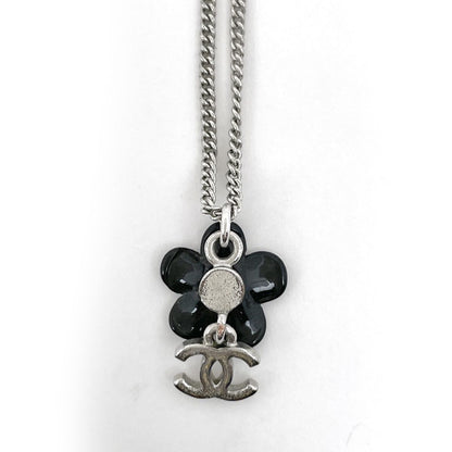 Chanel Necklace CC Logo Flower Silver Plated — view 2