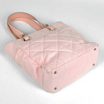 Chanel Tote Bag Paris Biarritz PM CC Logo Canvas Pink — view 2