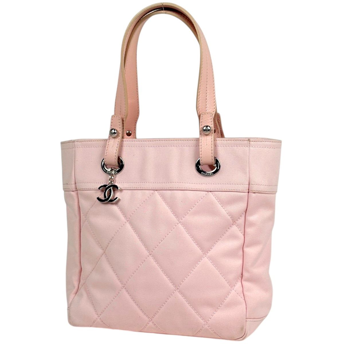 Chanel Tote Bag Paris Biarritz PM CC Logo Canvas Pink