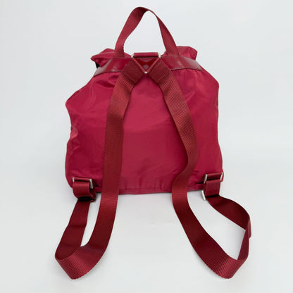 Prada Vela Tessuto Nylon Double Pocket Backpack Red Silver Vintage — view 4