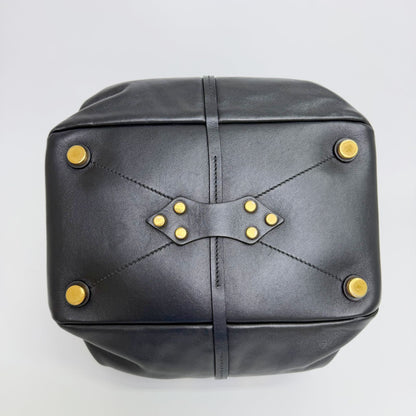 Miu Miu Vitello Leather Drawstring Studs Red Lining 2-Way Shoulder Bag Black — view 8