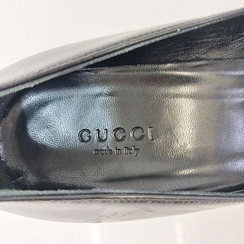Gucci Pumps Heels Pointed Toe Leather Ribbon Black — view 3