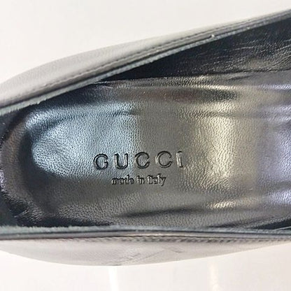 Gucci Pumps Heels Pointed Toe Leather Ribbon Black — view 3