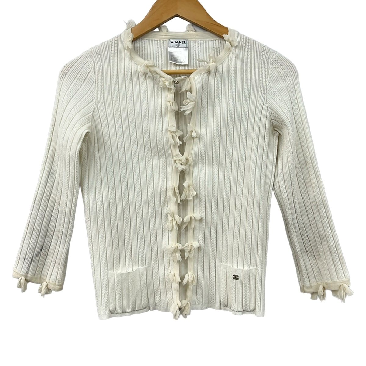 Chanel Cardigan M Ivory Long Sleeve 38