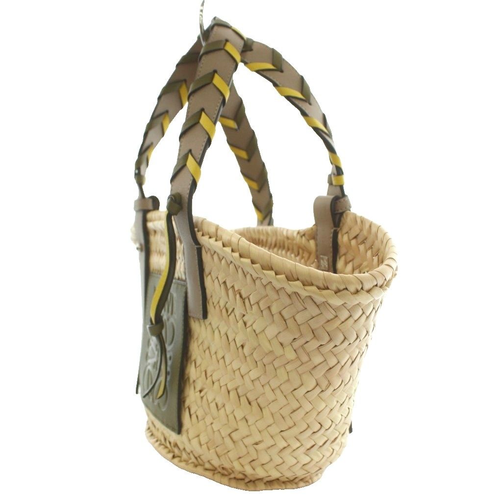 Loewe Anagram Basket Bag Small Bag Hand Palm Leaf Leather Beige Khaki — view 3