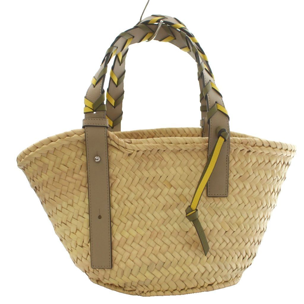 Loewe Anagram Basket Bag Small Bag Hand Palm Leaf Leather Beige Khaki — view 2
