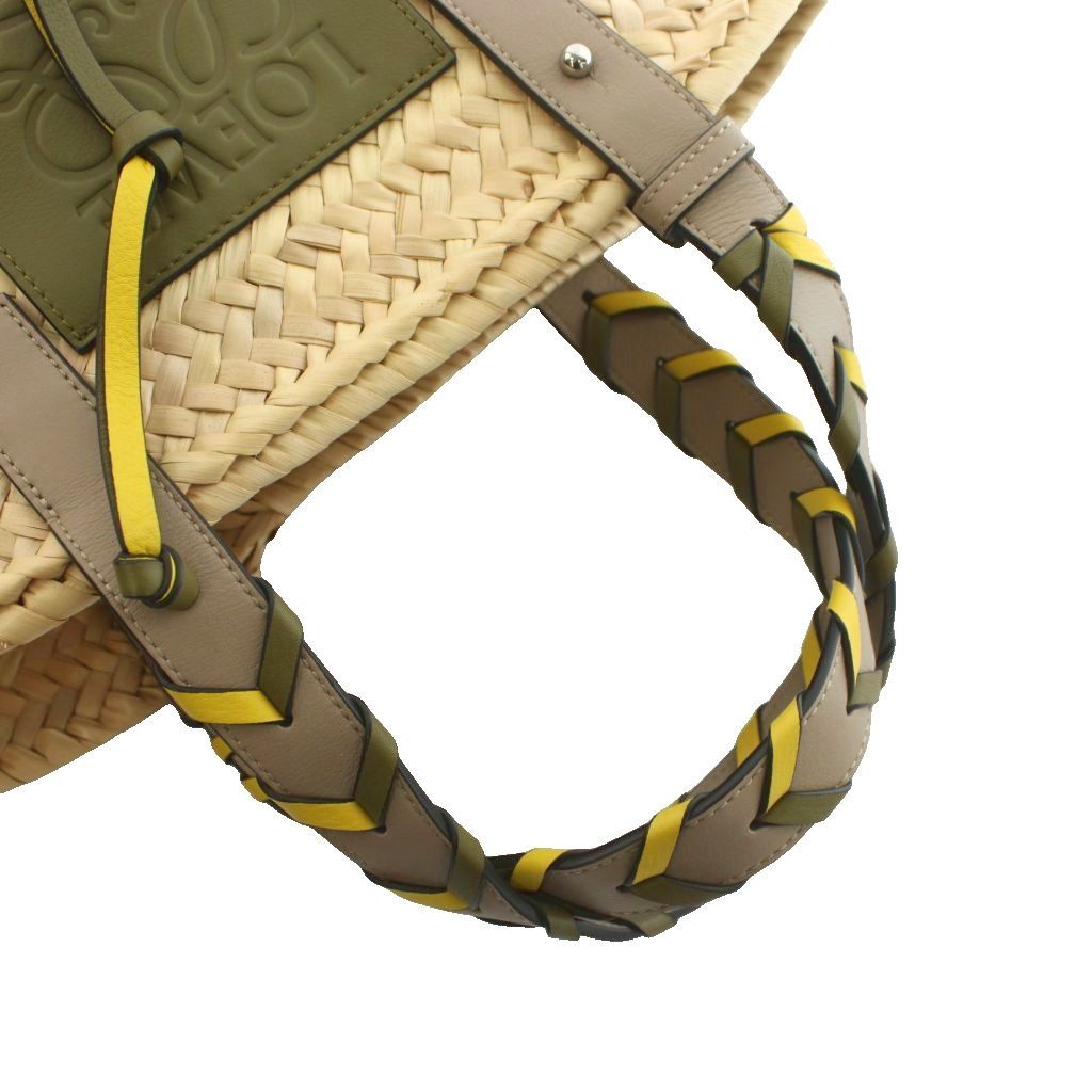 Loewe Anagram Basket Bag Small Bag Hand Palm Leaf Leather Beige Khaki — view 5