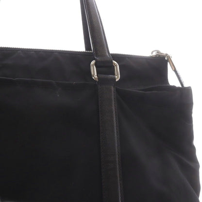 Prada Tessuto Triangular Plate Tote Bag Black — view 6