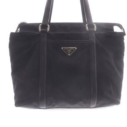 Prada Tessuto Triangular Plate Tote Bag Black — view 4