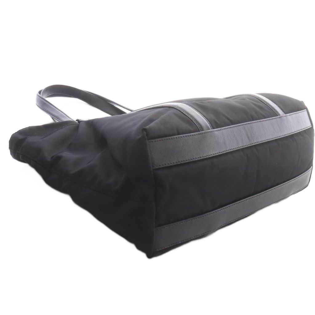 Prada Tessuto Triangular Plate Tote Bag Black — view 5