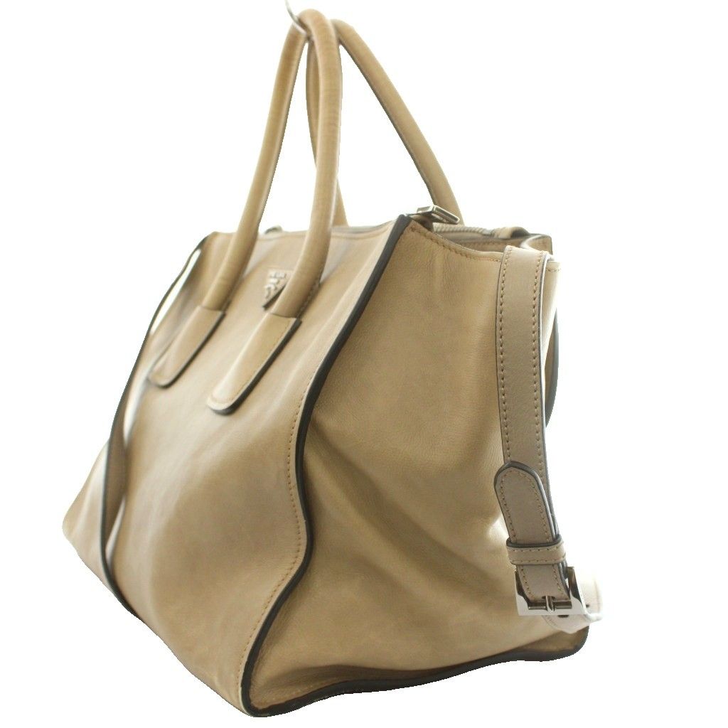 Prada Glace Calfskin Twin Pocket Double Handle Satchel 2-Way Hand Shoulder — view 3