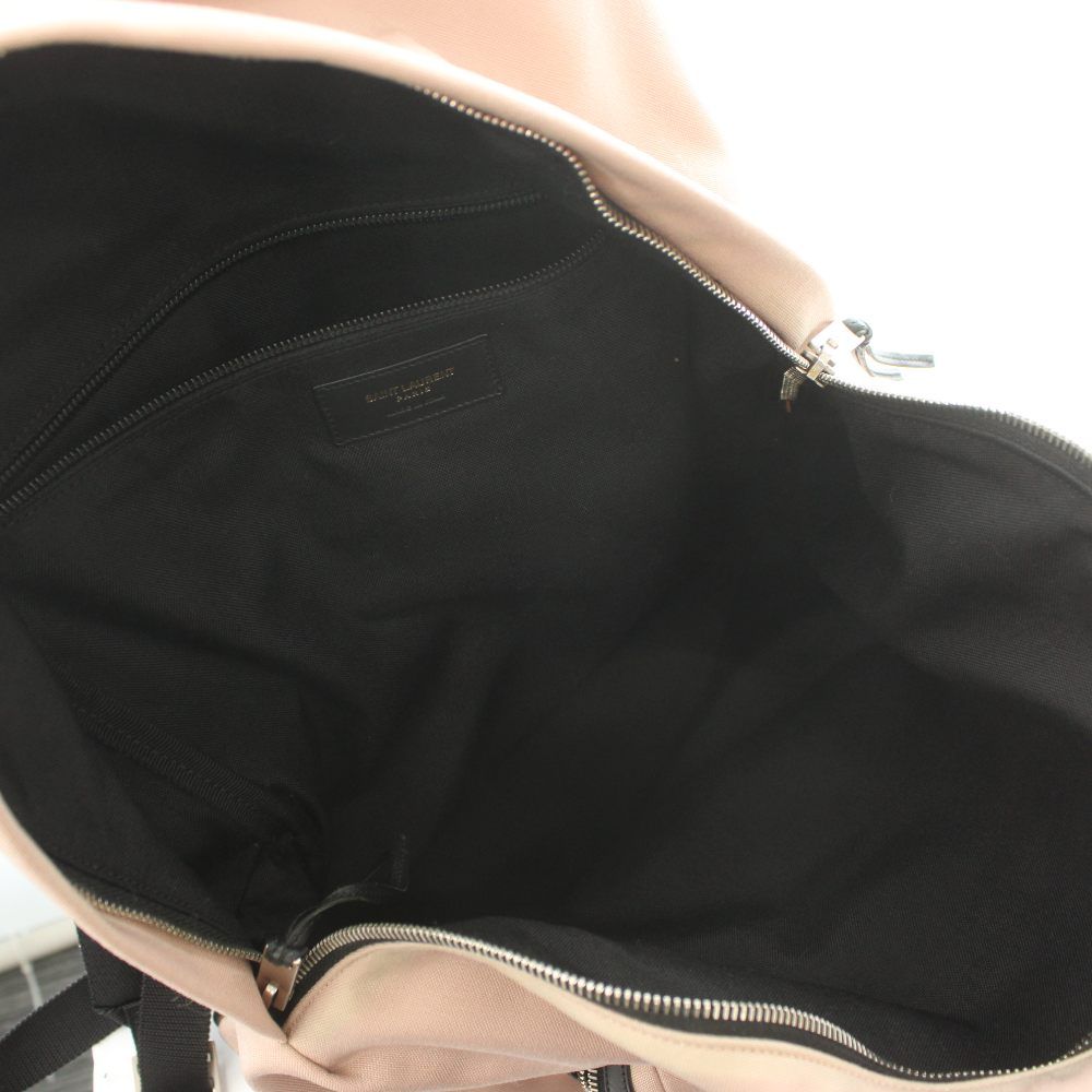 Saint Laurent Paris Leather Trim Backpack Canvas Pink Black — view 6