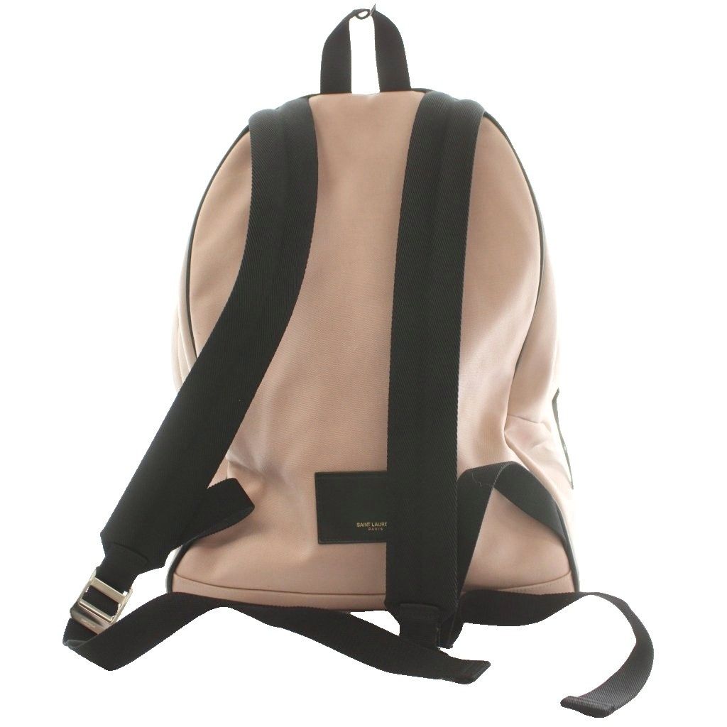 Saint Laurent Paris Leather Trim Backpack Canvas Pink Black — view 2