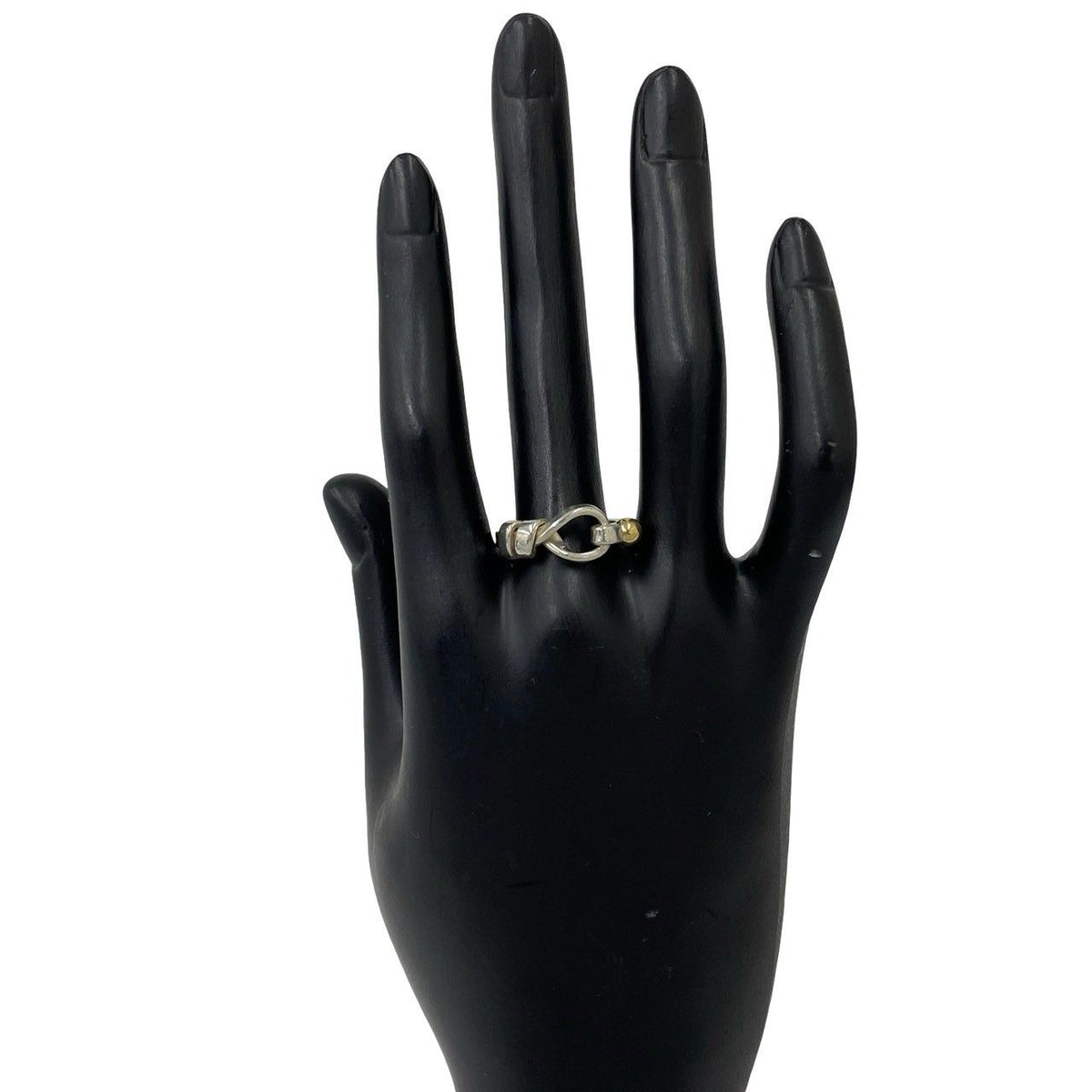 Tiffany & Co Hook & Eye Love Knot Ring Silver Yellow Gold — view 2