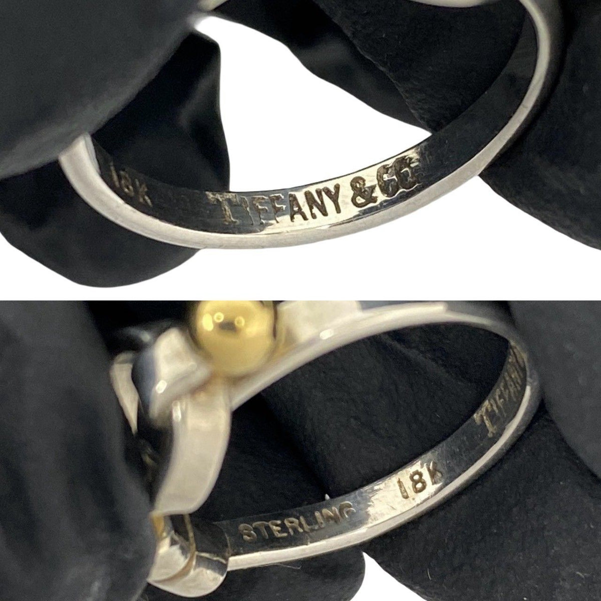 Tiffany & Co Hook & Eye Love Knot Ring Silver Yellow Gold — view 3