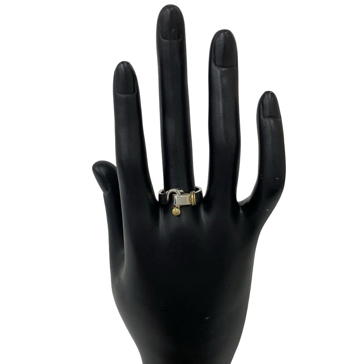 Tiffany & Co Hook & Eye Love Knot Ring Silver Yellow Gold — view 2